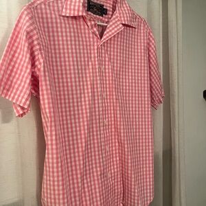 American Living Pink Gingham Short-Sleeve Button-Down Shirt